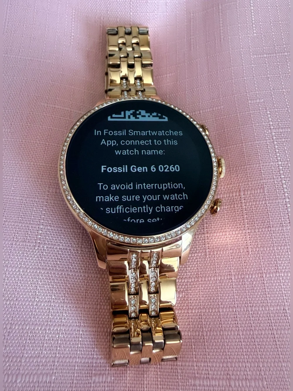 Fossil Gen 6 Rose Gold Smartwatch 42mm with Crystal Accent Open-Box NWOT